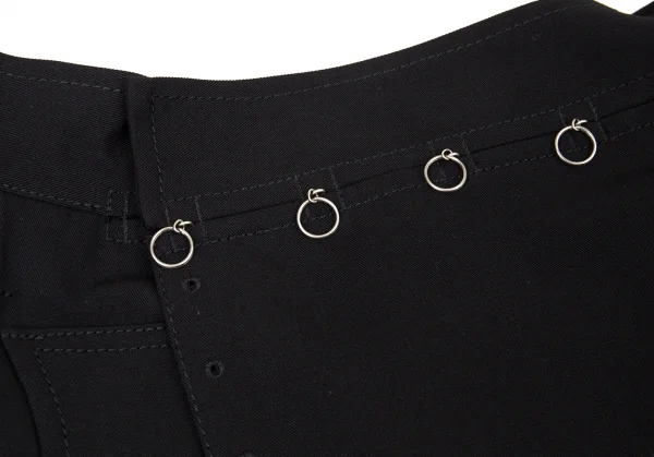 ジャンポールゴルチエ オムJean Paul GAULTIER HOMME ウールギャバキーリング装飾バックプリーツハーフラップスカート 黒48 K-104789_005