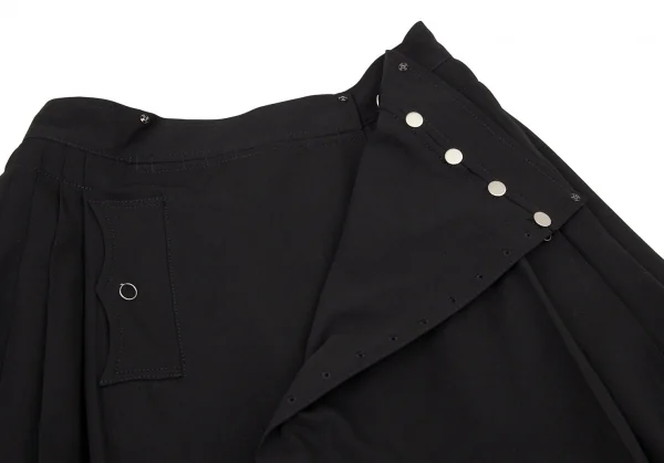 ジャンポールゴルチエ オムJean Paul GAULTIER HOMME ウールギャバキーリング装飾バックプリーツハーフラップスカート 黒48 K-104789_006