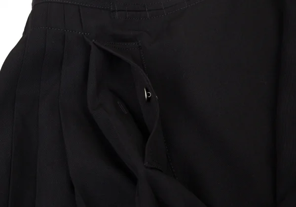 ジャンポールゴルチエ オムJean Paul GAULTIER HOMME ウールギャバキーリング装飾バックプリーツハーフラップスカート 黒48 K-104789_007