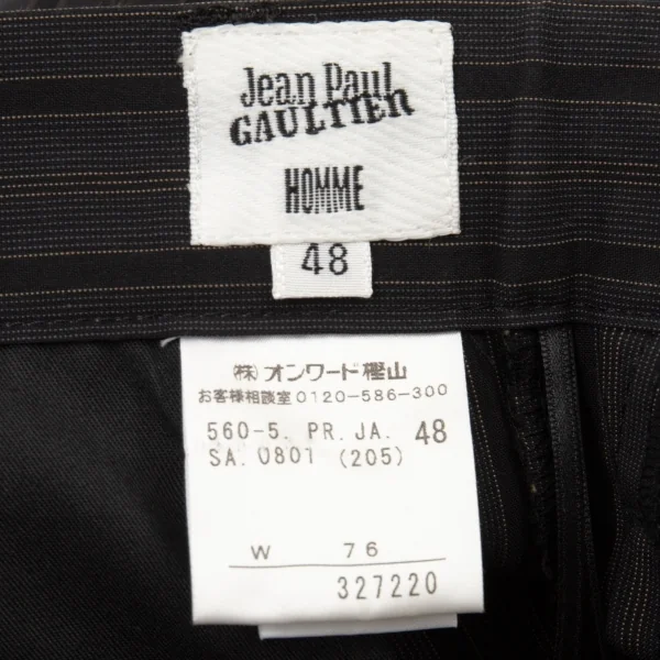 ジャンポールゴルチエ オムJean Paul GAULTIER HOMME コットンナイロンストレッチストライプテーパードパンツ グレー黒48 K-104791_015