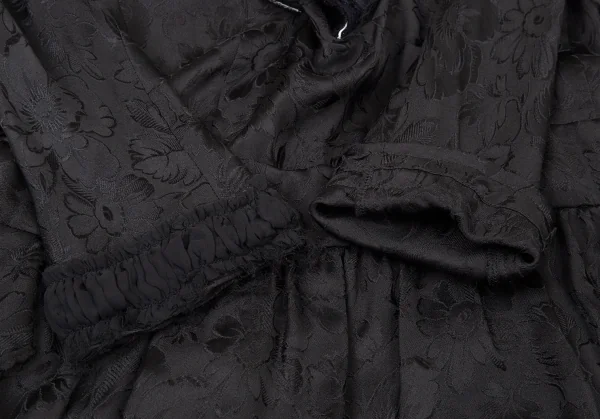 コムデギャルソンCOMME des GARCONS ジャケットドッキングシルクフラワージャガードワンピース 黒紺S K-104803_011