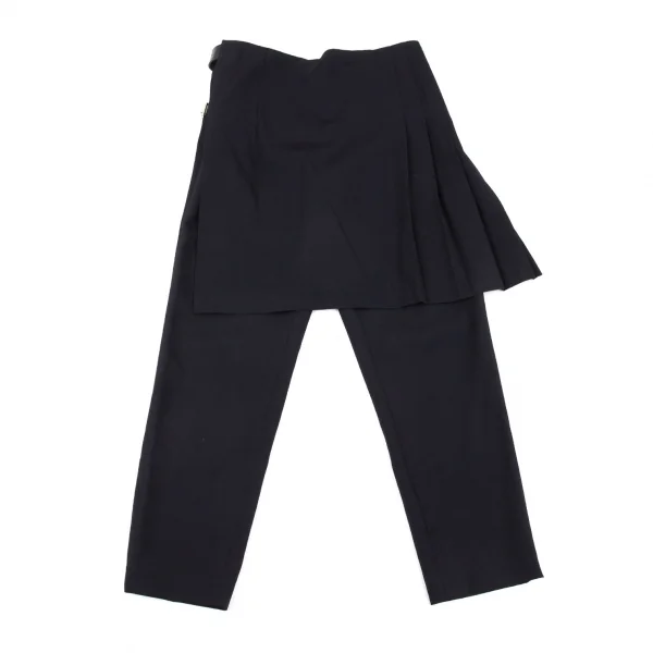 コムデギャルソンCOMME des GARCONSラッププリーツスカートドッキングウールギャバパンツ 紺M K-104816_001