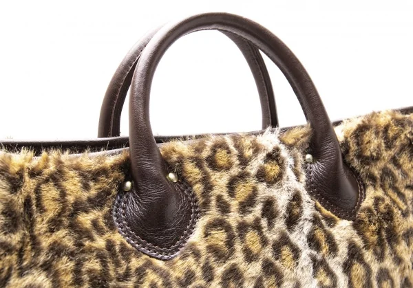新品!ジュンヤワタナベ コムデギャルソンJUNYA WATANABE COMME des GARCONS レオパードフェイクファーレザートートバッグ 茶 K-104836_006
