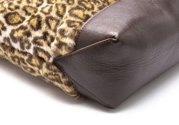 新品!ジュンヤワタナベ コムデギャルソンJUNYA WATANABE COMME des GARCONS レオパードフェイクファーレザートートバッグ 茶 K-104836_008