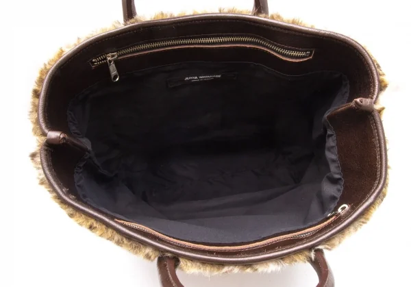 新品!ジュンヤワタナベ コムデギャルソンJUNYA WATANABE COMME des GARCONS レオパードフェイクファーレザートートバッグ 茶 K-104836_009