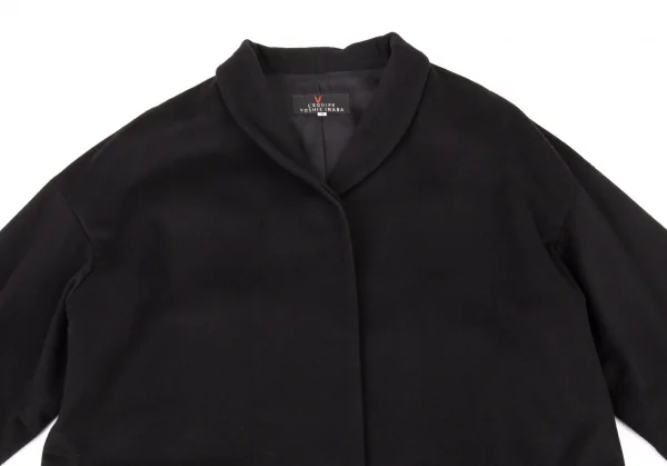 レキップヨシエイナバL'EQUIPE YOSHIE INABA ウールカシミヤショールカラーフライフロントジャケット 黒9 K-104839_003