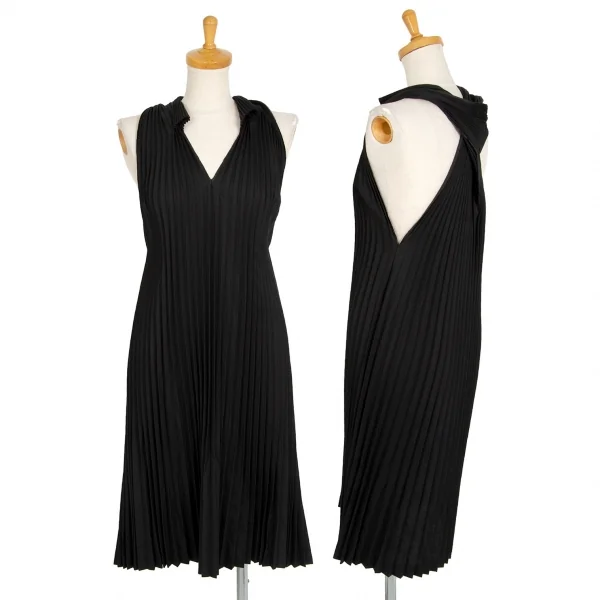 ジュンヤワタナベ コムデギャルソンJUNYA WATANABE COMME des GARCONS ウールねじれデザインVネックノースリーブワンピース 黒S K-104850_001