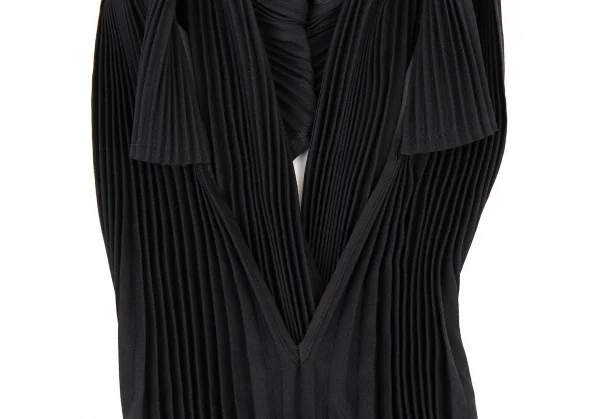 ジュンヤワタナベ コムデギャルソンJUNYA WATANABE COMME des GARCONS ウールねじれデザインVネックノースリーブワンピース 黒S K-104850_004