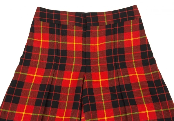 ジュンヤワタナベ コムデギャルソンJUNYA WATANABE COMME des GARCONS ウールチェックタックワイドハーフパンツ 赤黒黄S K-104864_002