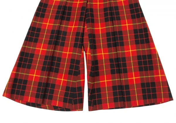 ジュンヤワタナベ コムデギャルソンJUNYA WATANABE COMME des GARCONS ウールチェックタックワイドハーフパンツ 赤黒黄S K-104864_005