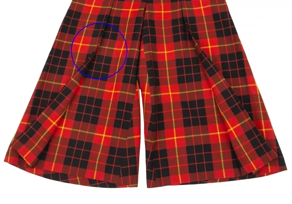 ジュンヤワタナベ コムデギャルソンJUNYA WATANABE COMME des GARCONS ウールチェックタックワイドハーフパンツ 赤黒黄S K-104864_006