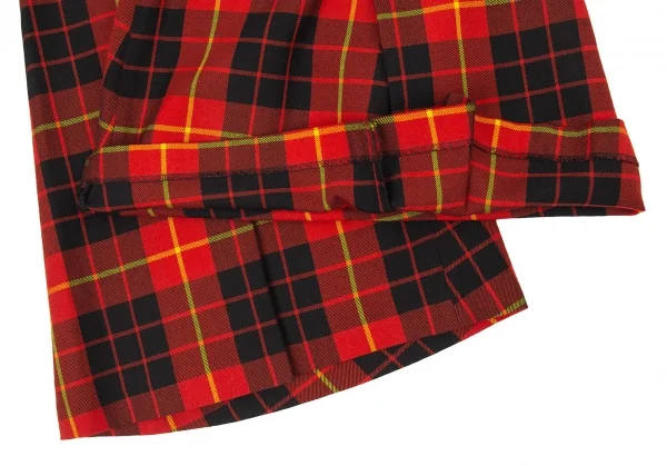 ジュンヤワタナベ コムデギャルソンJUNYA WATANABE COMME des GARCONS ウールチェックタックワイドハーフパンツ 赤黒黄S K-104864_008