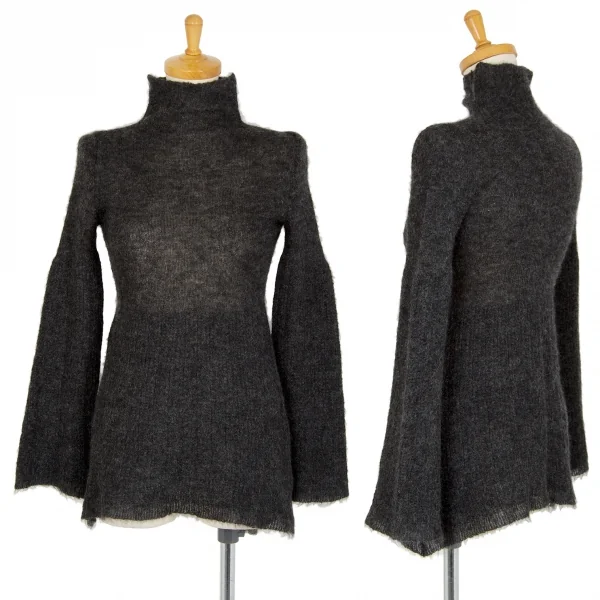 ジジリGIGLI モヘアハイネックフレアニットセーター チャコール38 K-104878_001