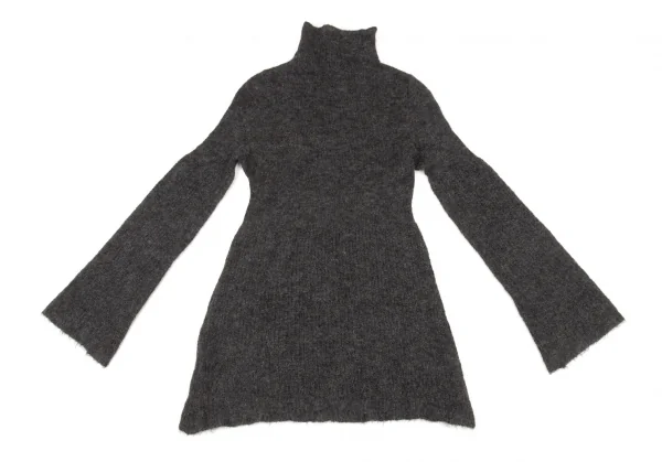 ジジリGIGLI モヘアハイネックフレアニットセーター チャコール38 K-104878_010