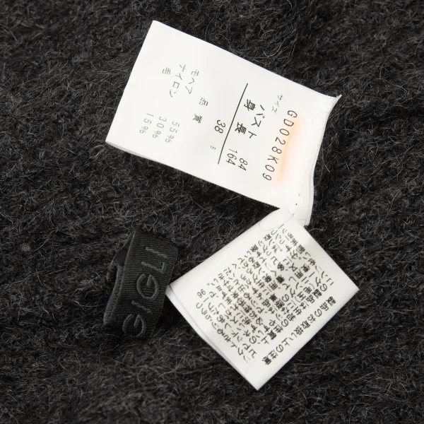 ジジリGIGLI モヘアハイネックフレアニットセーター チャコール38 K-104878_013