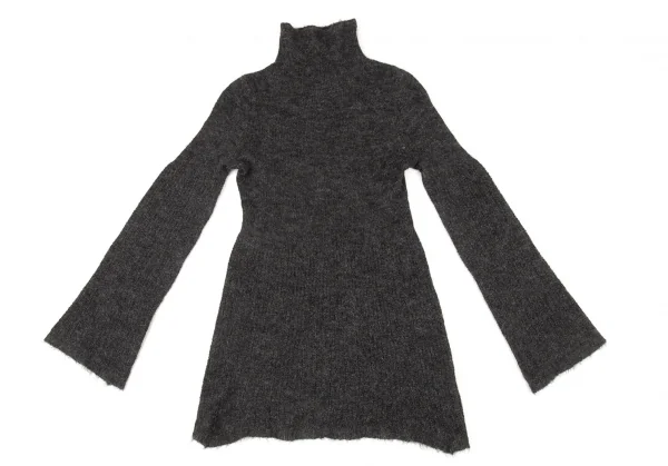 ジジリGIGLI モヘアハイネックフレアニットセーター チャコール38 K-104878_002