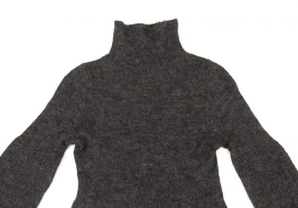 ジジリGIGLI モヘアハイネックフレアニットセーター チャコール38 K-104878_003