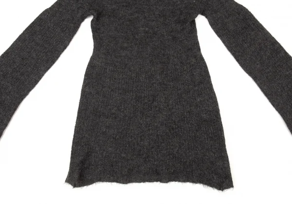 ジジリGIGLI モヘアハイネックフレアニットセーター チャコール38 K-104878_008