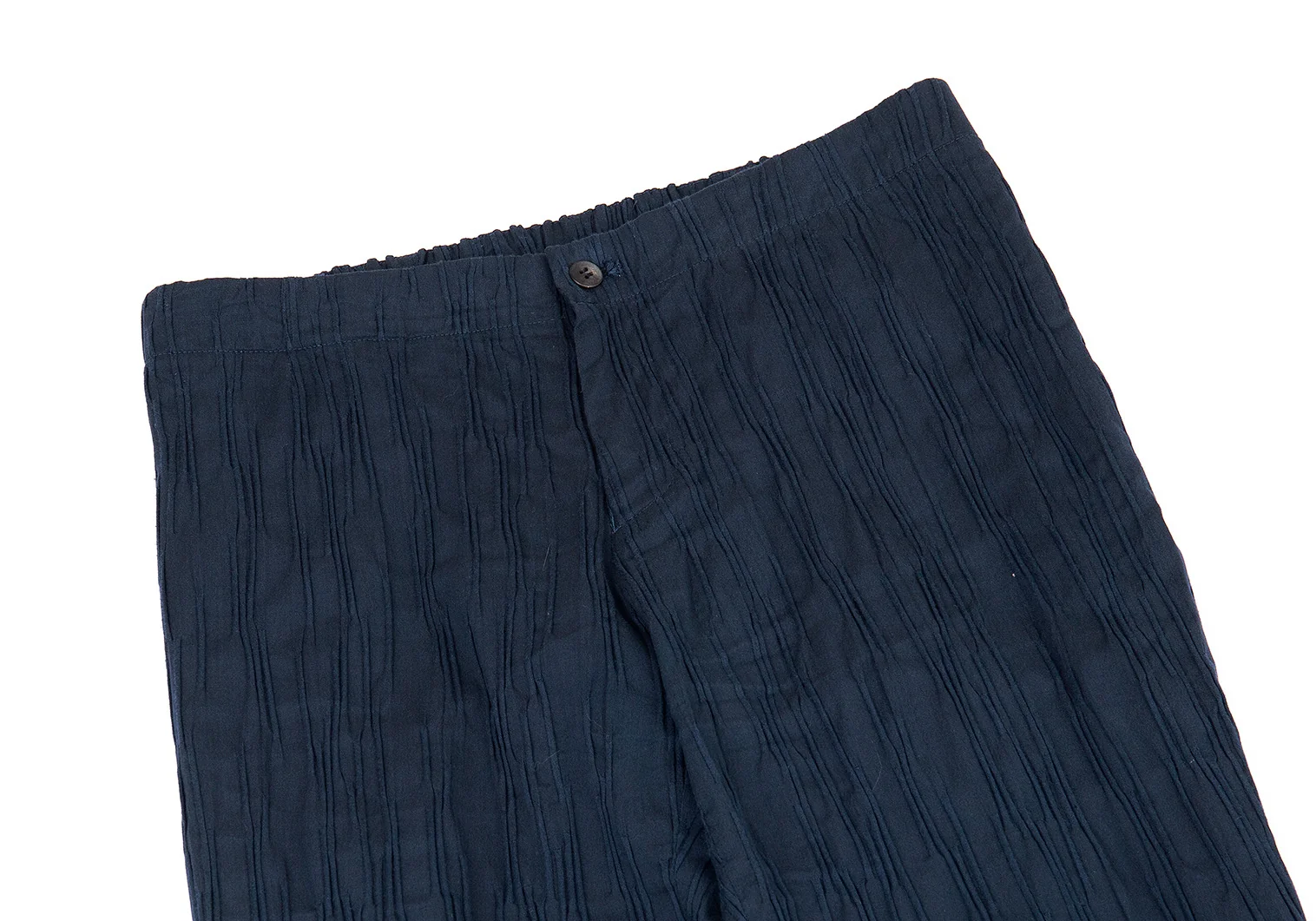 ★日本製 HaaT ISSEY MIYAKE ストレッチ フレア ワイド パンツ ISSEY MIYAKE HaaT Stretch Shirring Pants Navy 3 (K-104898