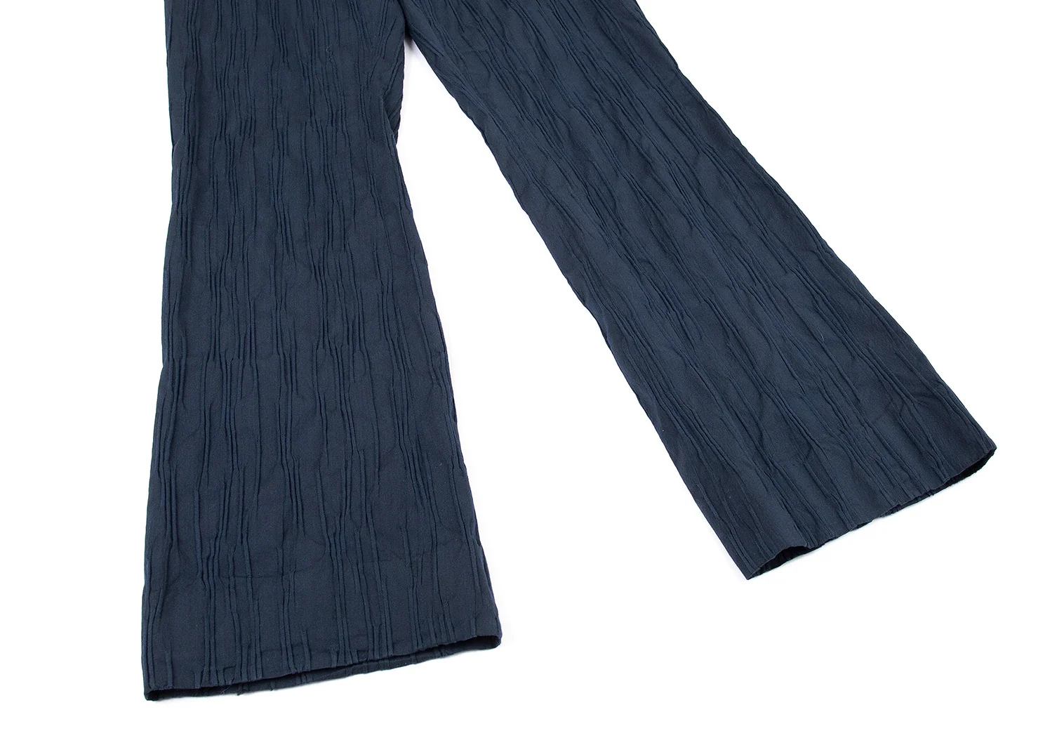 ★日本製 HaaT ISSEY MIYAKE ストレッチ フレア ワイド パンツ ISSEY MIYAKE HaaT Stretch Shirring Pants Navy 3 (K-104898