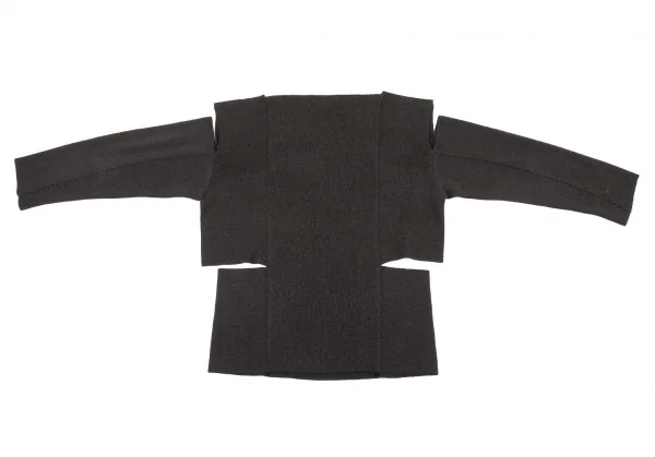 イッセイミヤケISSEY MIYAKE カッティングデザインリブニットトップス チャコールM位 K-104900_012