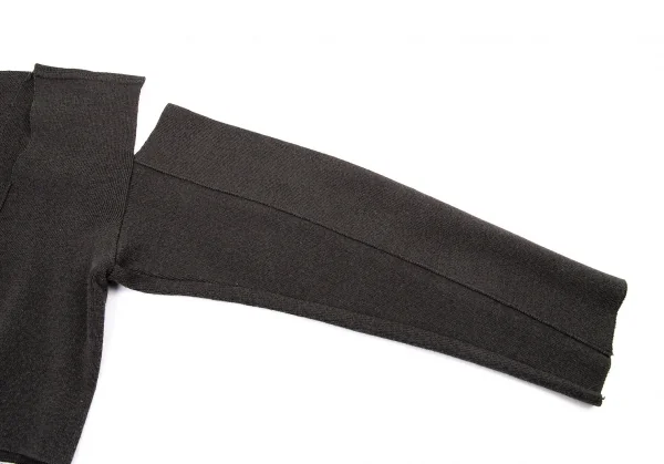 イッセイミヤケISSEY MIYAKE カッティングデザインリブニットトップス チャコールM位 K-104900_005