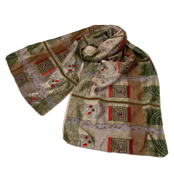 アンティックバティックANTIK BATIK ビーズ刺繍ベロアストール マルチ K-104904_001