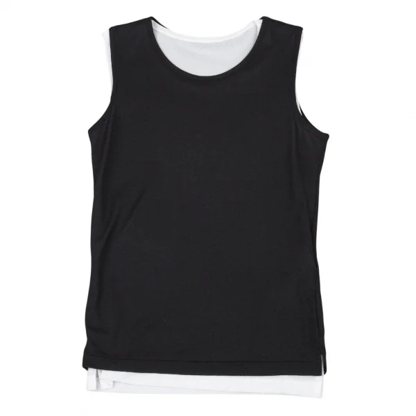 ヨウジヤマモト ファムYohji Yamamoto FEMME ナイロンストレッチレイヤードタンクトップ 黒白2 K-104918_002