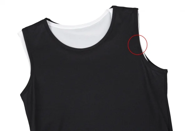 ヨウジヤマモト ファムYohji Yamamoto FEMME ナイロンストレッチレイヤードタンクトップ 黒白2 K-104918_003