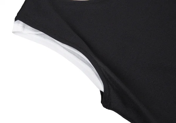 ヨウジヤマモト ファムYohji Yamamoto FEMME ナイロンストレッチレイヤードタンクトップ 黒白2 K-104918_006