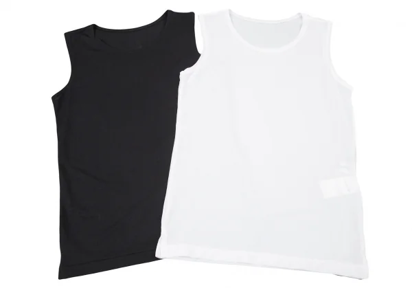 ヨウジヤマモト ファムYohji Yamamoto FEMME ナイロンストレッチレイヤードタンクトップ 黒白2 K-104918_009