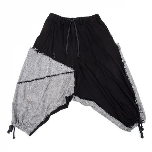 サイトs'yte グレンチェック生地貼り付けバルーンパンツ 黒3 K-104922_001