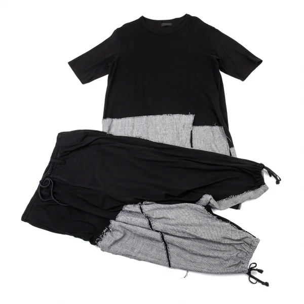 サイトs'yte グレンチェック生地貼り付けバルーンパンツ 黒3 K-104922_018