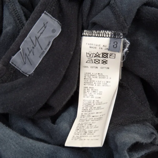 ヨウジヤマモト プールオムYohji Yamamoto POUR HOMME メッセージプリント籠染めTシャツ 黒紺3 K-104933_011