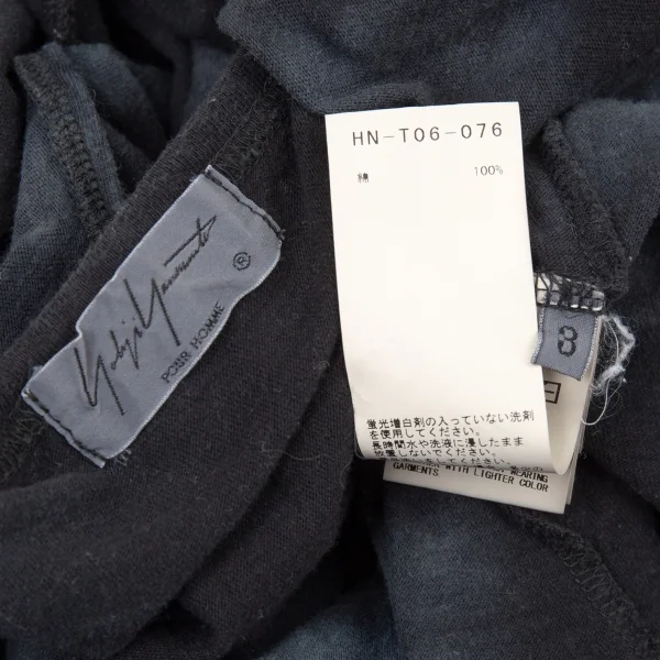 ヨウジヤマモト プールオムYohji Yamamoto POUR HOMME メッセージプリント籠染めTシャツ 黒紺3 K-104933_012