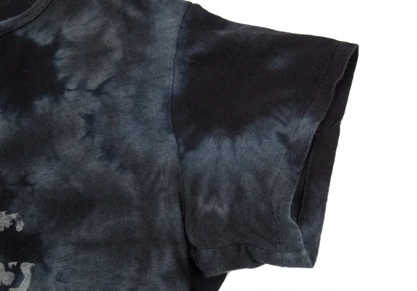 ヨウジヤマモト プールオムYohji Yamamoto POUR HOMME メッセージプリント籠染めTシャツ 黒紺3 K-104933_005