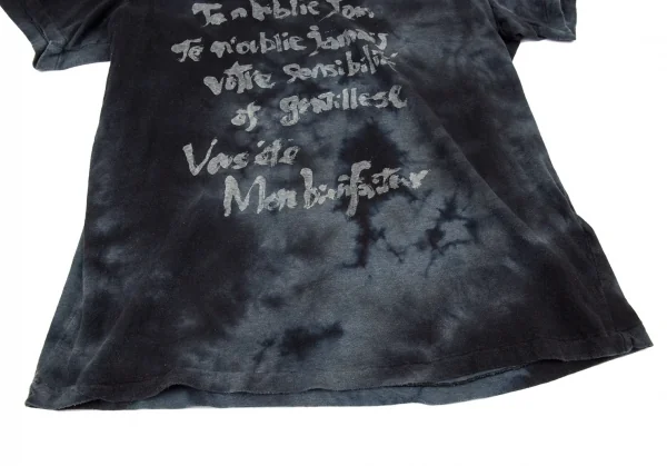 ヨウジヤマモト プールオムYohji Yamamoto POUR HOMME メッセージプリント籠染めTシャツ 黒紺3 K-104933_006