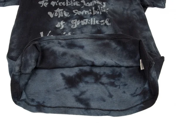 ヨウジヤマモト プールオムYohji Yamamoto POUR HOMME メッセージプリント籠染めTシャツ 黒紺3 K-104933_007