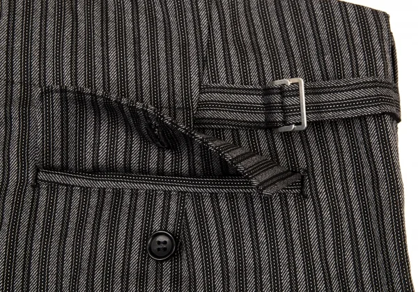 ローブドシャンブル コムデギャルソンrobe de chambre COMME des GARCONS ウールストライプワイドパンツ グレー黒L K-104949_010