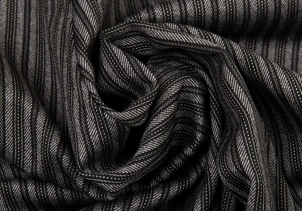 ローブドシャンブル コムデギャルソンrobe de chambre COMME des GARCONS ウールストライプワイドパンツ グレー黒L K-104949_011