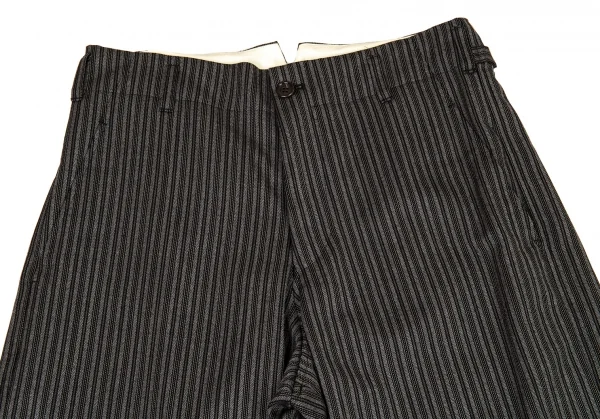 ローブドシャンブル コムデギャルソンrobe de chambre COMME des GARCONS ウールストライプワイドパンツ グレー黒L K-104949_002