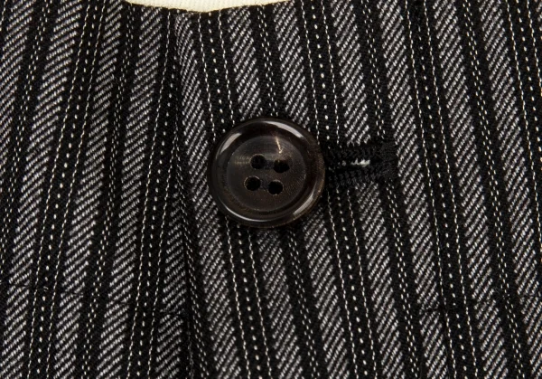 ローブドシャンブル コムデギャルソンrobe de chambre COMME des GARCONS ウールストライプワイドパンツ グレー黒L K-104949_003