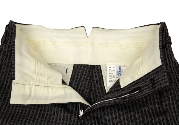 ローブドシャンブル コムデギャルソンrobe de chambre COMME des GARCONS ウールストライプワイドパンツ グレー黒L K-104949_004