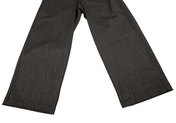 ローブドシャンブル コムデギャルソンrobe de chambre COMME des GARCONS ウールストライプワイドパンツ グレー黒L K-104949_006