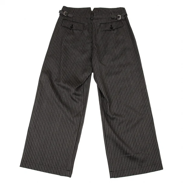 ローブドシャンブル コムデギャルソンrobe de chambre COMME des GARCONS ウールストライプワイドパンツ グレー黒L K-104949_008