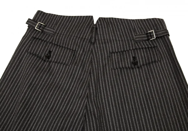 ローブドシャンブル コムデギャルソンrobe de chambre COMME des GARCONS ウールストライプワイドパンツ グレー黒L K-104949_009