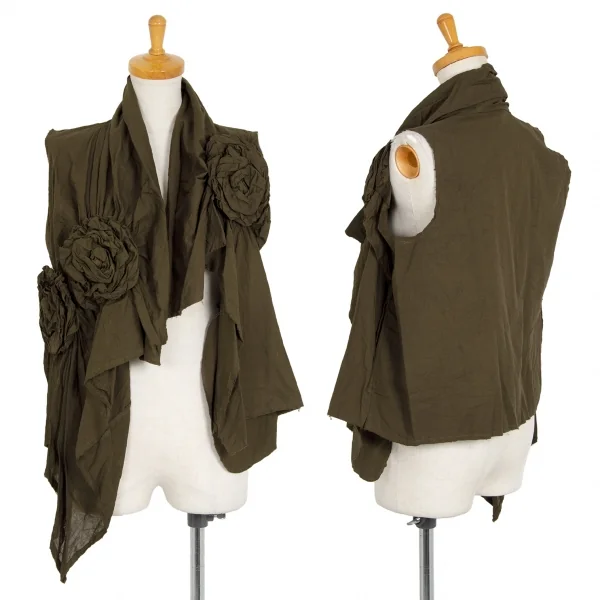 コムデギャルソンCOMME des GARCONS フラワーコサージュ裁ち切りアシンメトリーベスト
