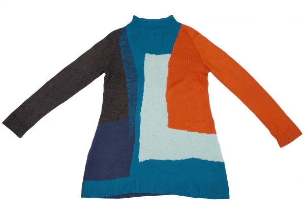 ヒロココシノ トランクHIROKO KOSHINO TRUNK ウールアクリルパネルボートネックニットセーター マルチ38 K-104974_002