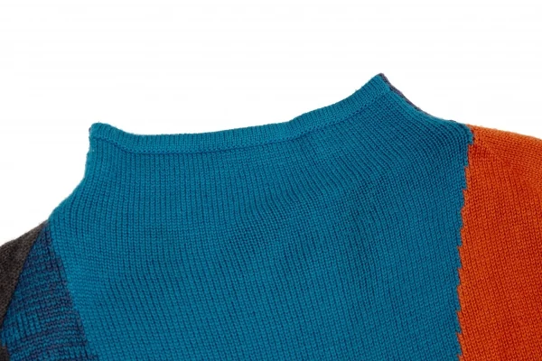 ヒロココシノ トランクHIROKO KOSHINO TRUNK ウールアクリルパネルボートネックニットセーター マルチ38 K-104974_004