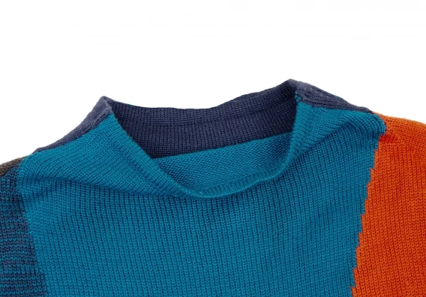 ヒロココシノ トランクHIROKO KOSHINO TRUNK ウールアクリルパネルボートネックニットセーター マルチ38 K-104974_005